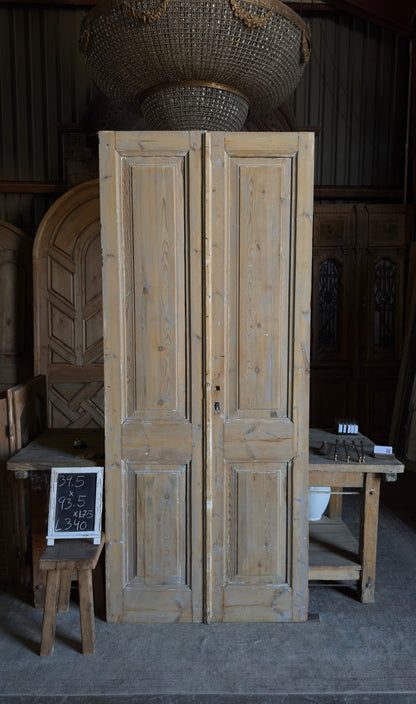 2 Panel Antique Solid French Doors - 39.5x93.5 - L340