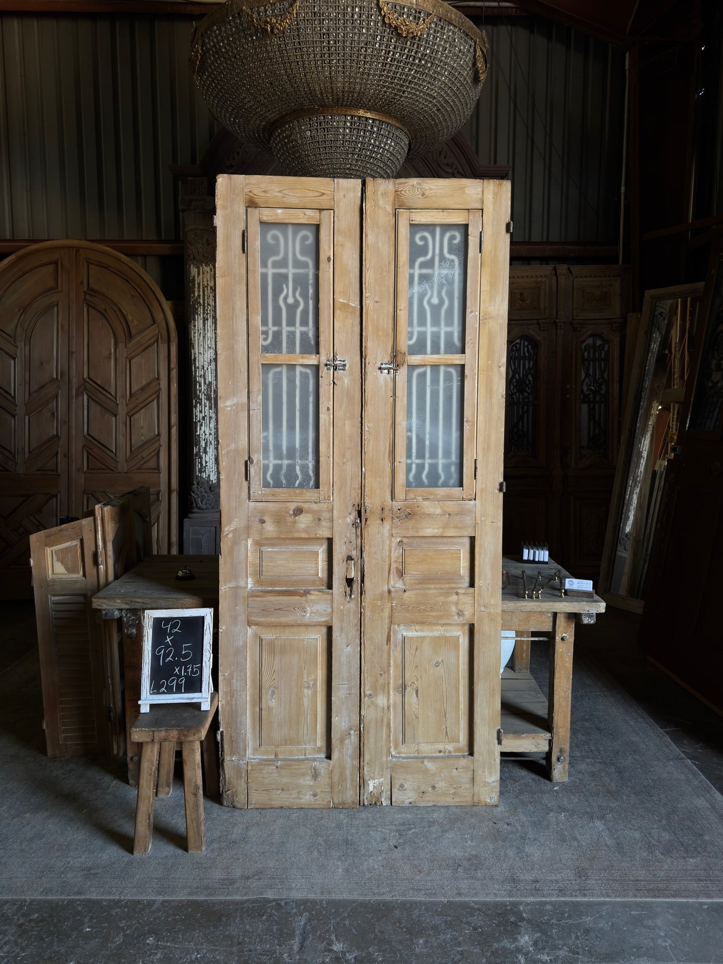 European Antique Iron French Doors - 42x92.5 L299