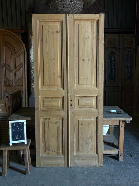 3 Panel Antique Solid French Doors - 42.75x93.75 - L101