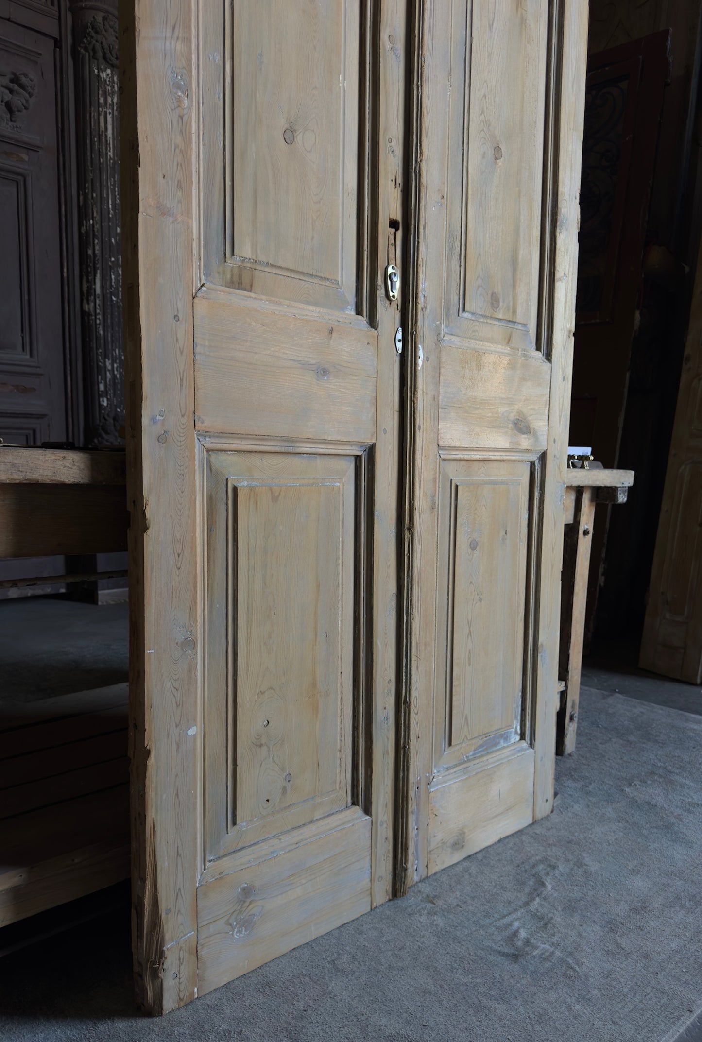 2 Panel Antique Solid French Doors - 39.5x93.5 - L340