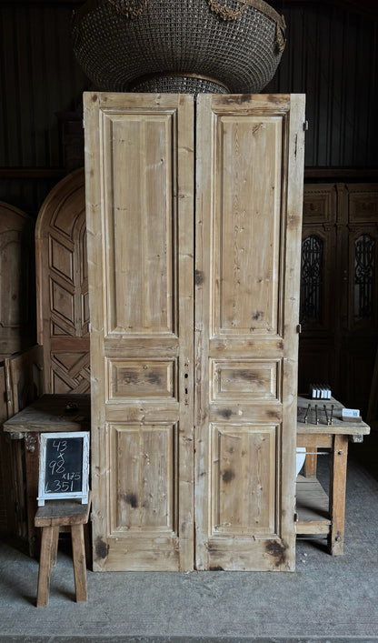 3 Panel Antique Solid French Doors - 43x98 - L351