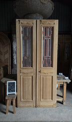 Mediterranean Antique Iron French Doors - 43.5x95.5 - L303