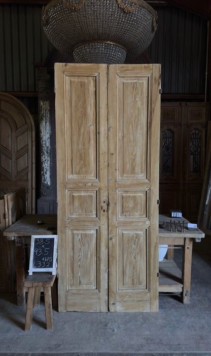 3 Panel Antique Solid French Doors - 38.5x93.5 - L332