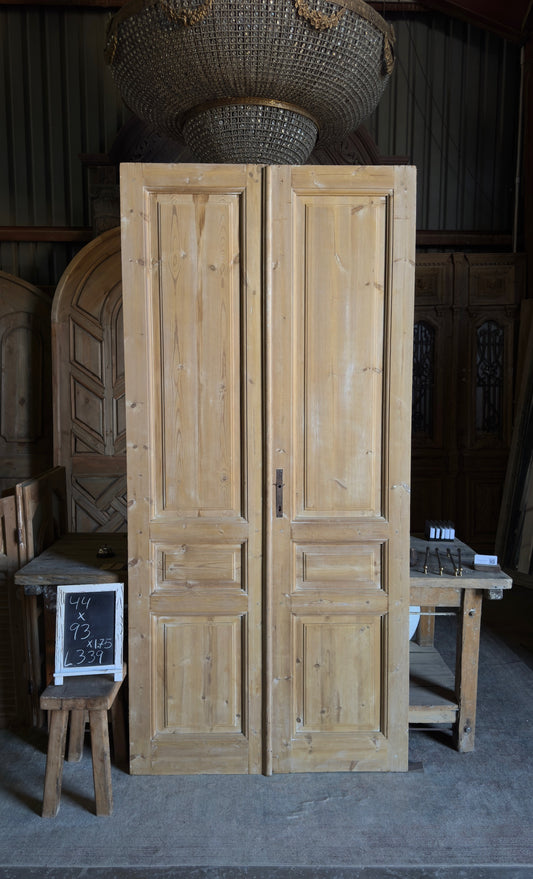 3 Panel Antique Solid French Doors - 44x93 - L339