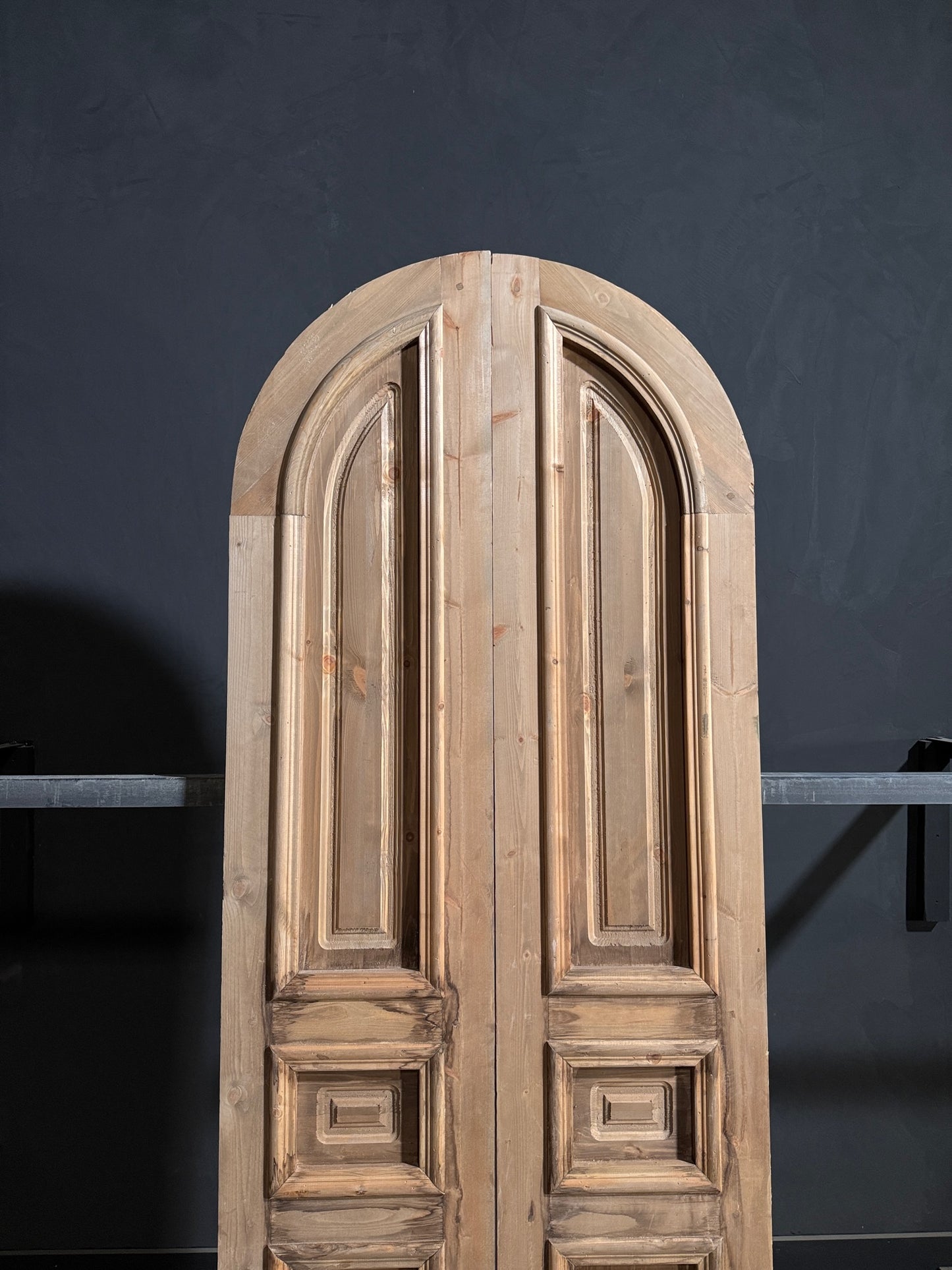 Handcrafted 3 Panel Arched Double Doors - 36x96 - N192