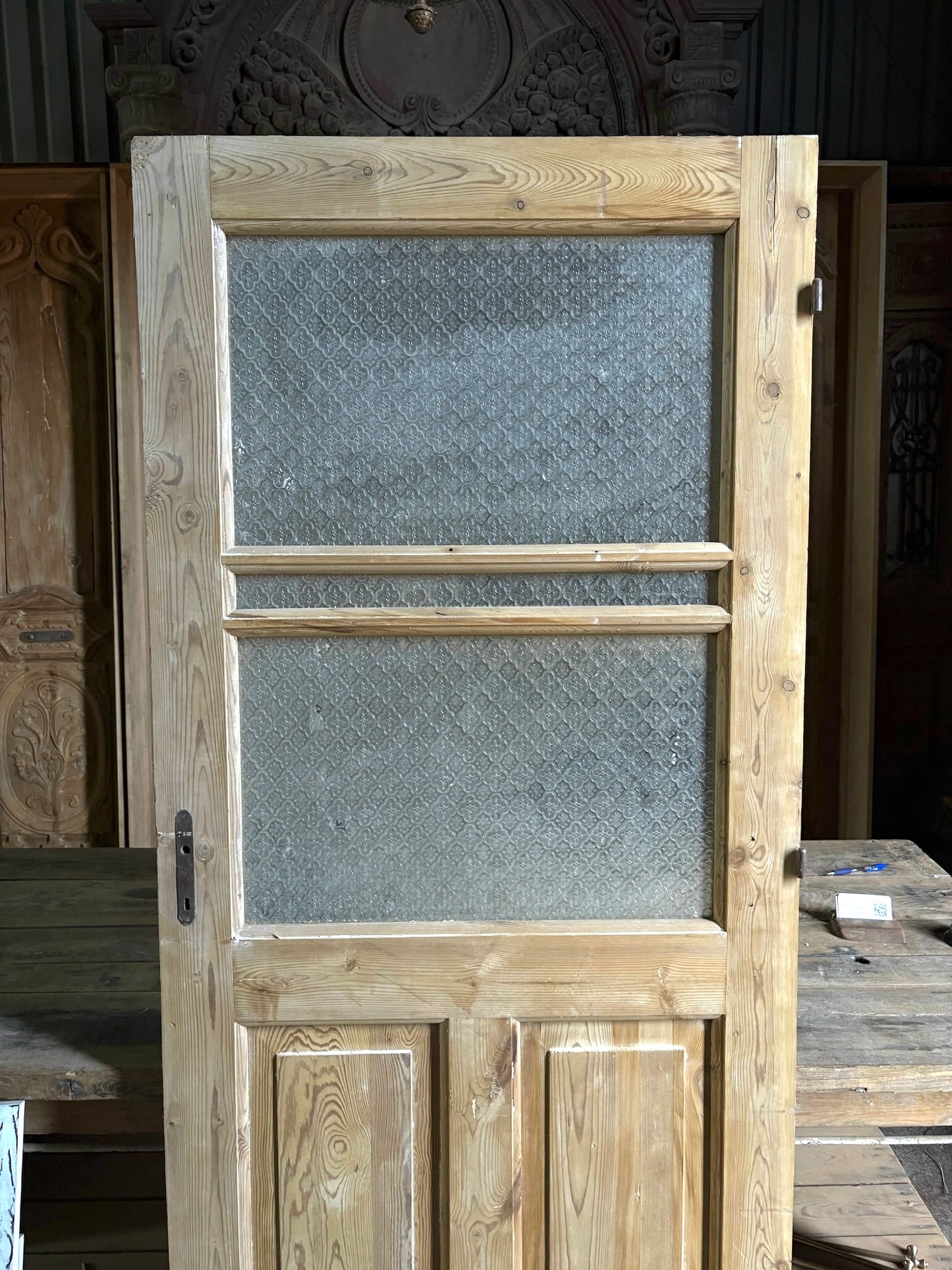 19th Century Antique Glass Single Door - 32.25x77.5 - L80