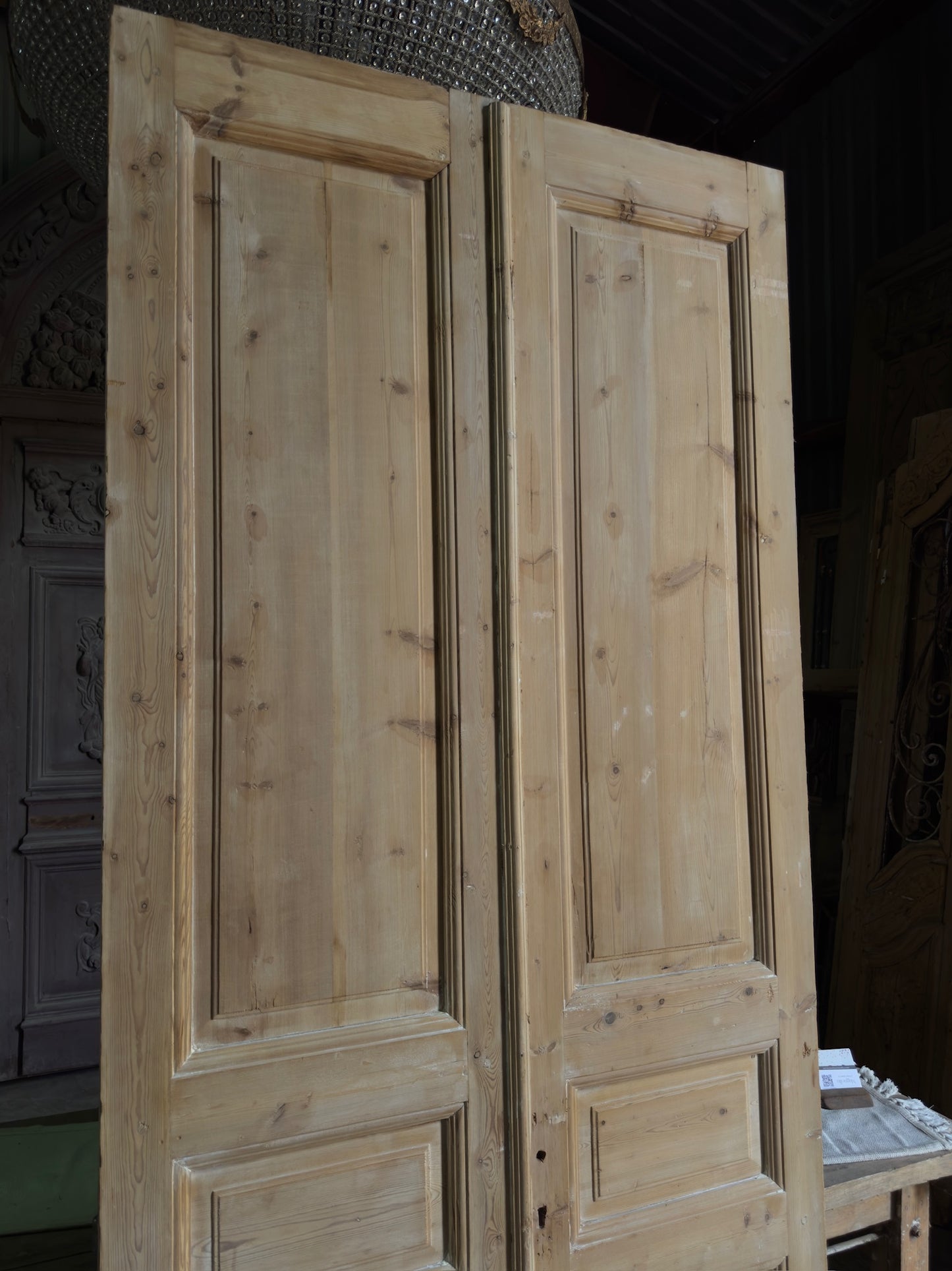 3 Panel Antique Solid French Doors - 44.25x101.25 J409