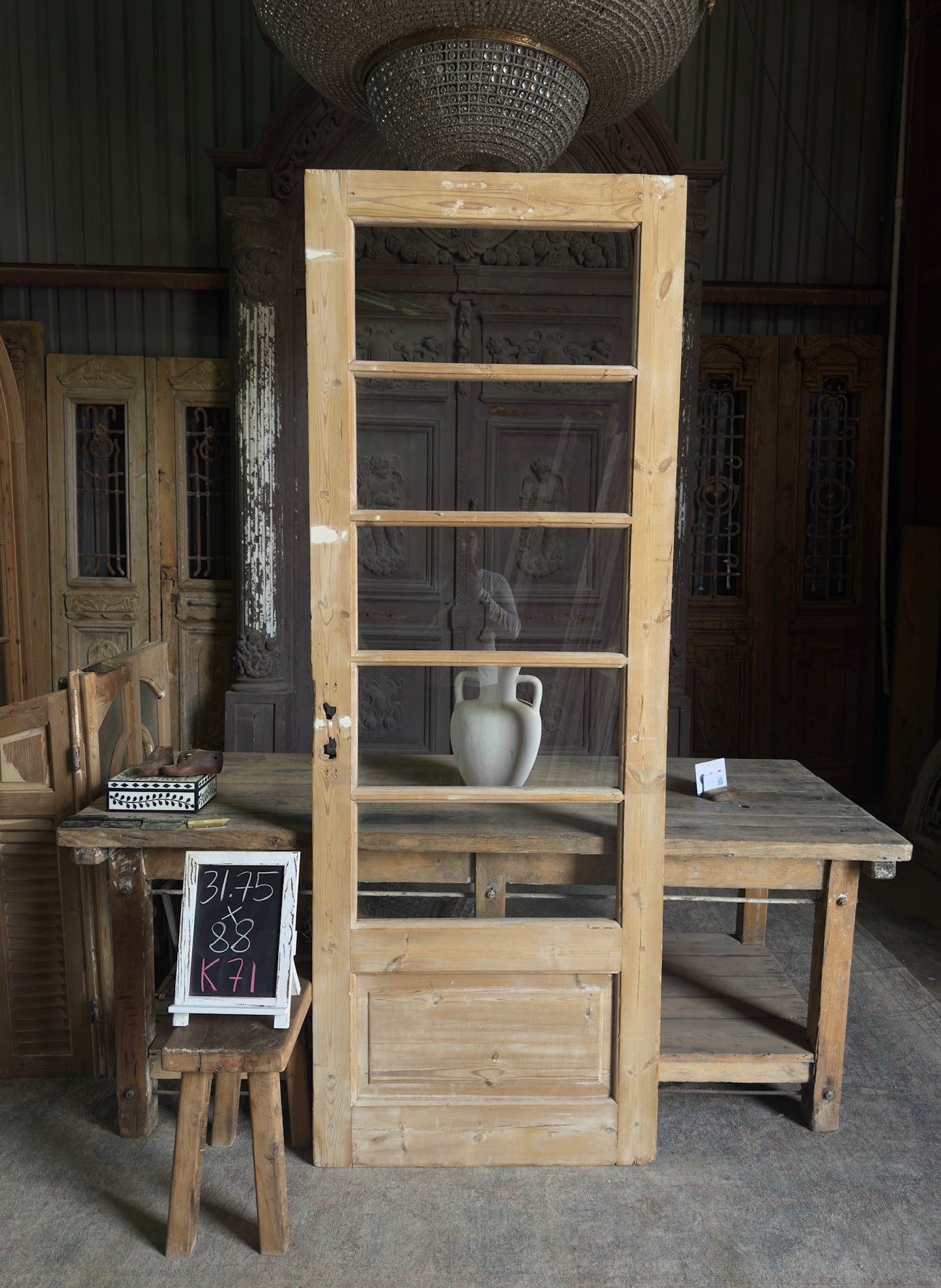 5 Lite Antique Glass Single Door - 31.75x88 K71