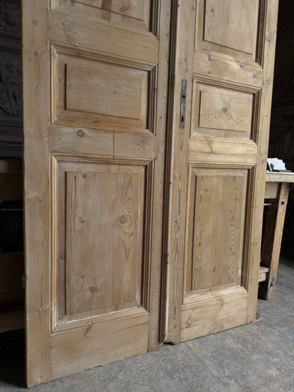 3 Panel Antique Solid French Doors - 44x101.25 J342