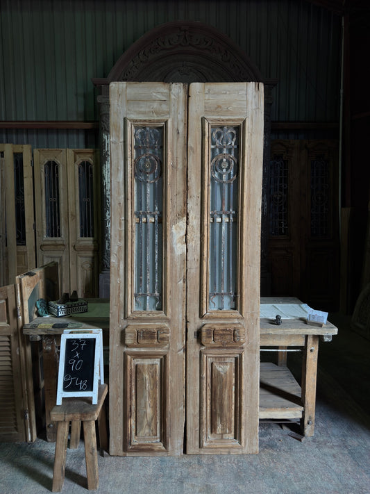 Antique Iron French Double Doors - 37x90 J48