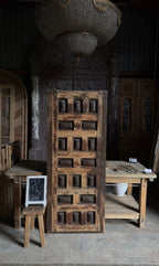 Spanish Coffered Diamond Panel Antique Single Door - 29.5x73 - L249