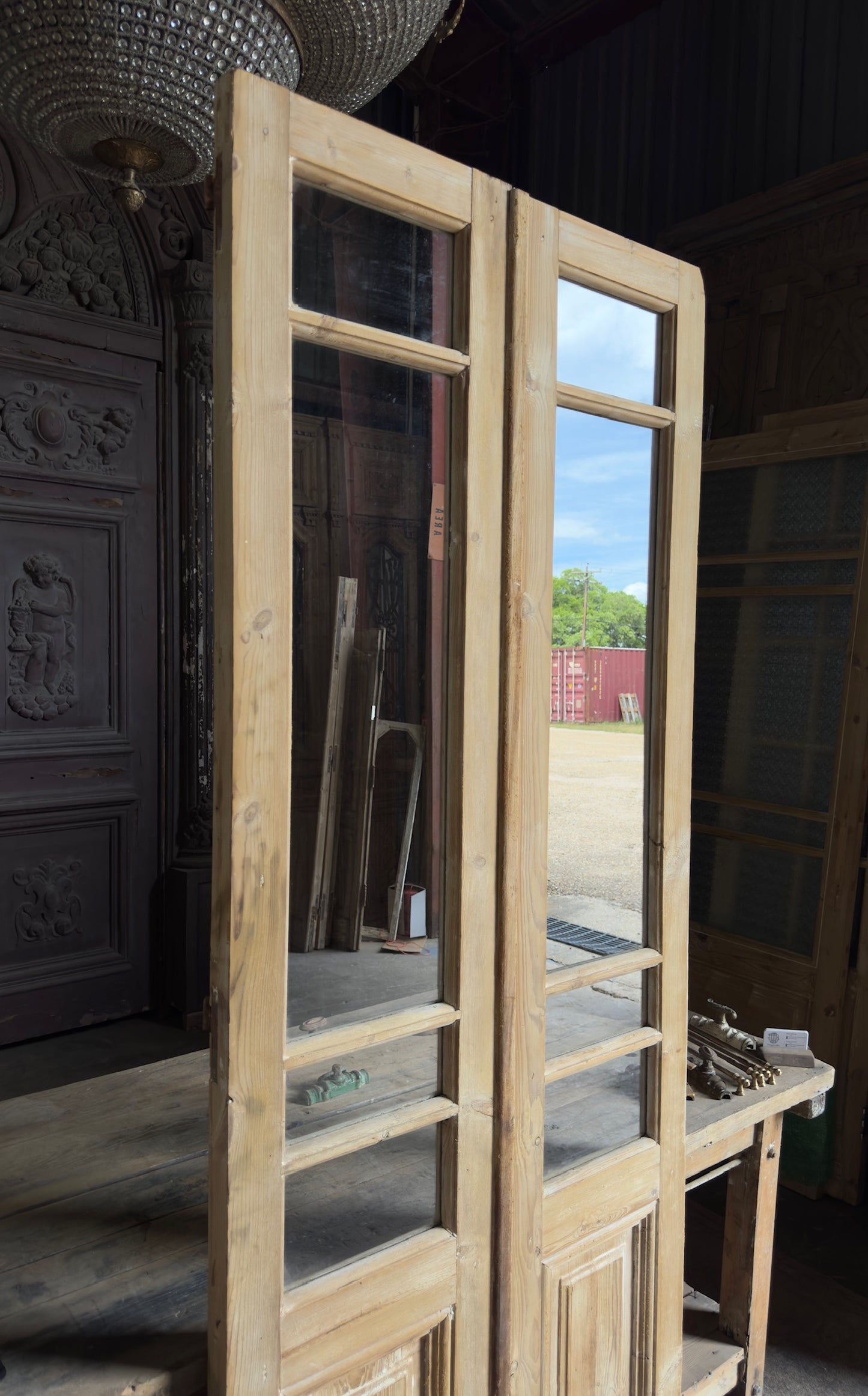 Antique Glass 4 Lite French Doors - 32.5x88 - L694