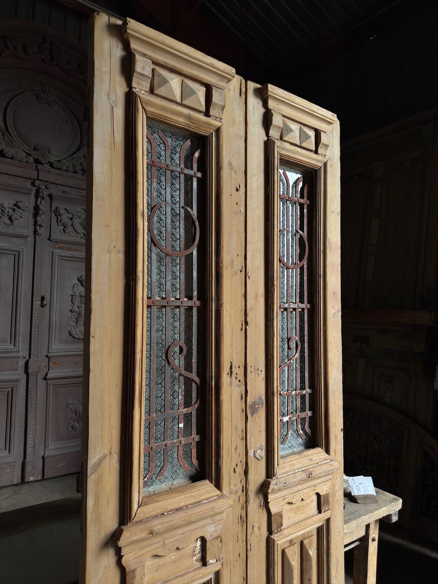 19th Century Antique Iron French Doors - 39.25x93.5 J37
