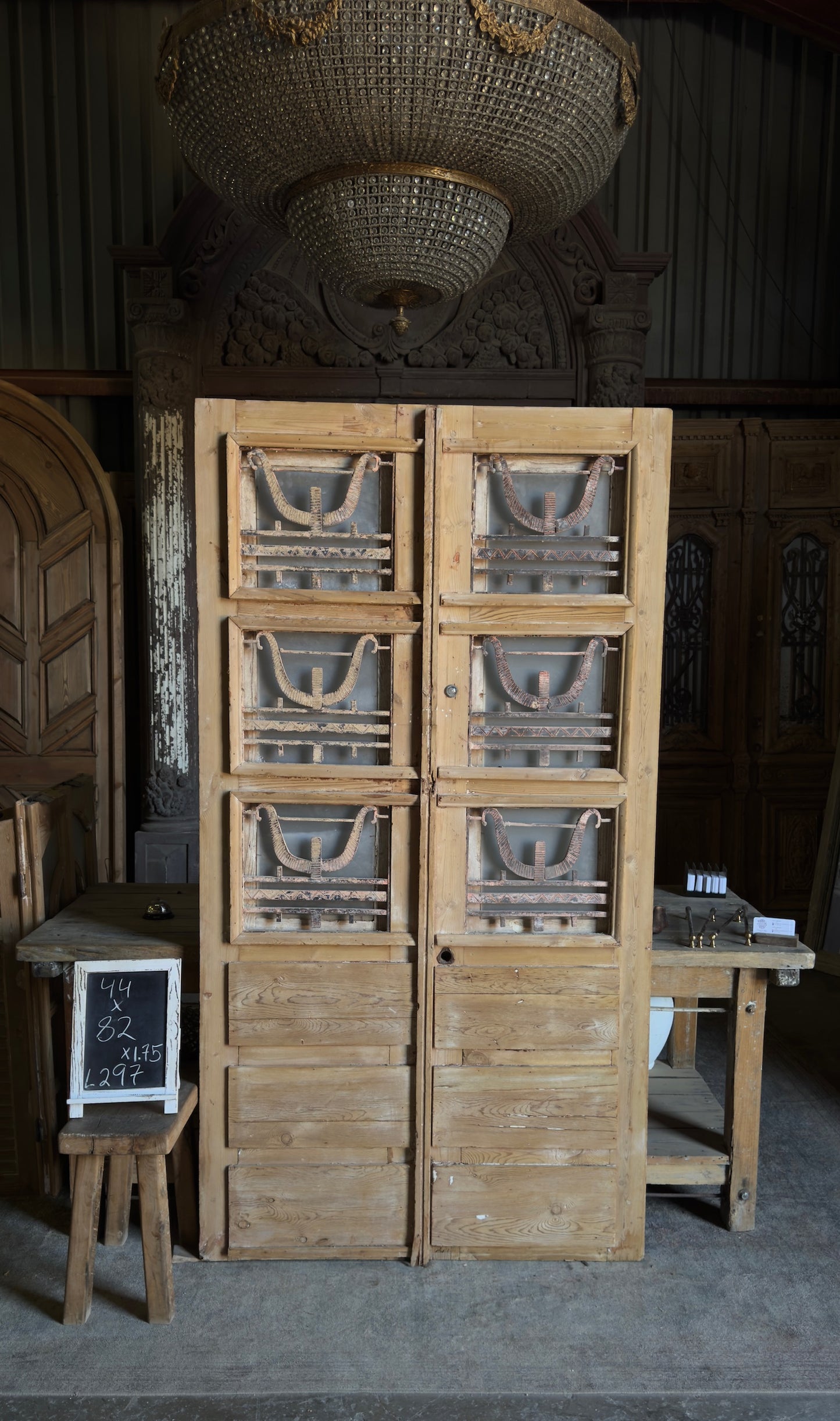 Antique Iron Motif French Doors - 44x82 - L297