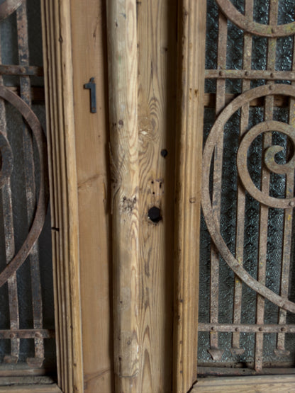 Antique Carved 2 Lite French Doors - 42.5x92.5 - L549
