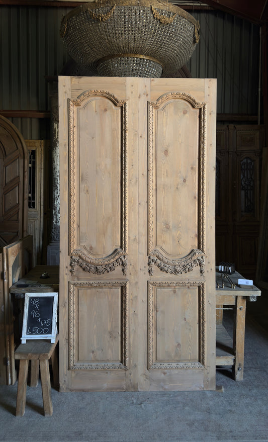 (Helena) Handcrafted Hand carved Solid French Pair - 48x96 L500