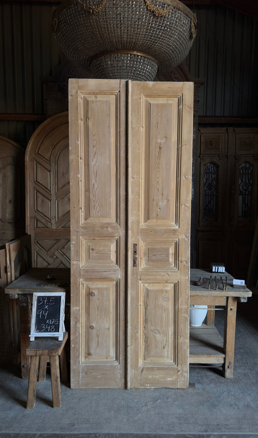 3 Panel Antique Solid French Doors - 37.5x94 - L348