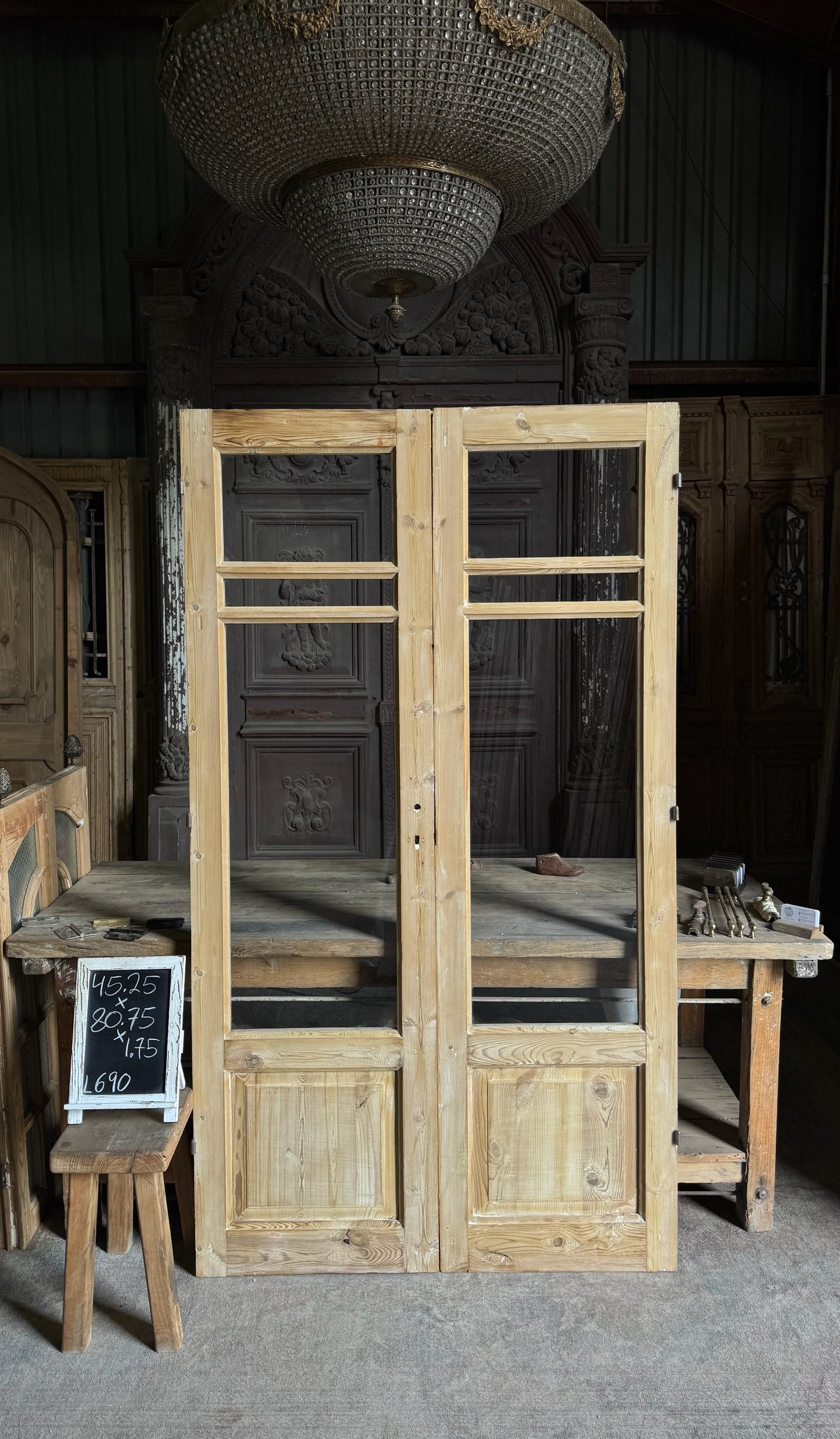 Antique Glass 2 Lite French Doors - 45.25x80.75 - L690