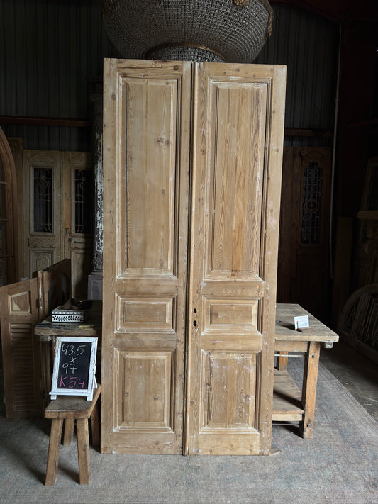 3 Panel Antique Solid French Doors - 43.5x97 K54