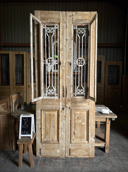 Classic Antique French Face Iron Doors - 43x103 H146