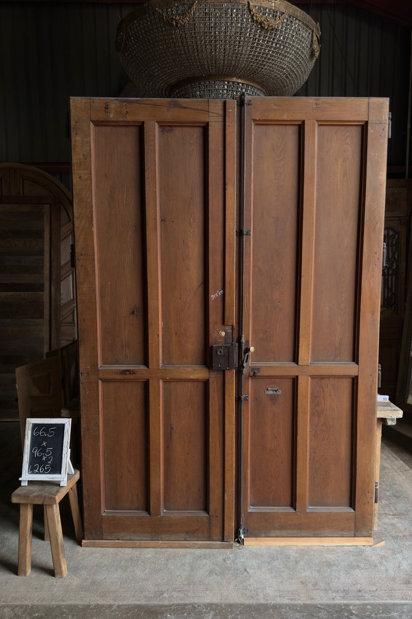 Antique Oak Entry French Doors - 66.5 x 96.5 - L265
