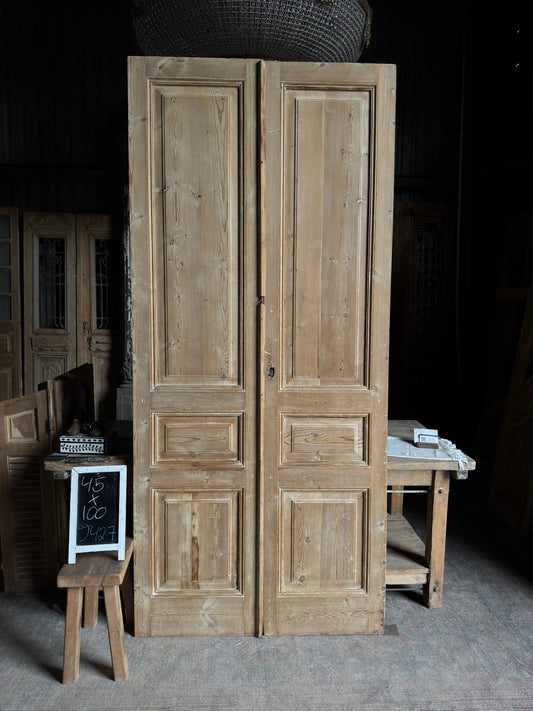 3 Panel Antique Solid French Doors - 45x100 J427