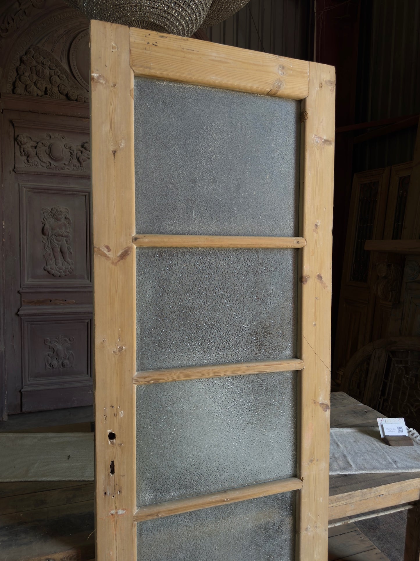 4 Lite Antique Glass Single Door - 27.5x83.5 J484