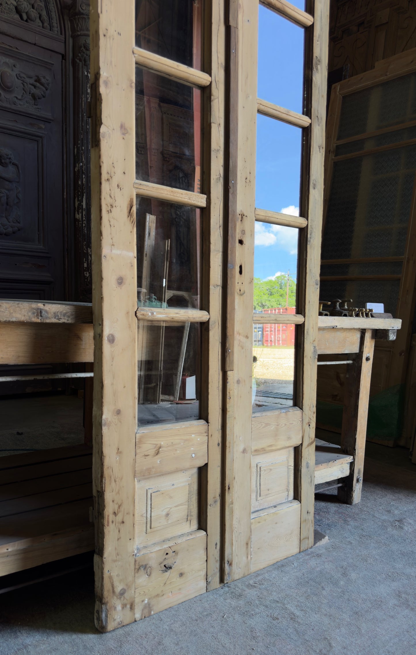 Antique Glass 5 Lite French Doors - 31x94 - L699