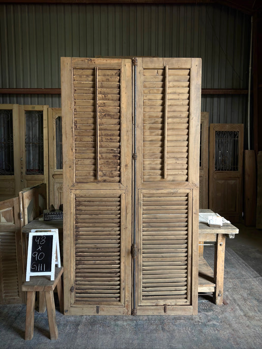 European Antique Louvered Shutters - 48x90 G111