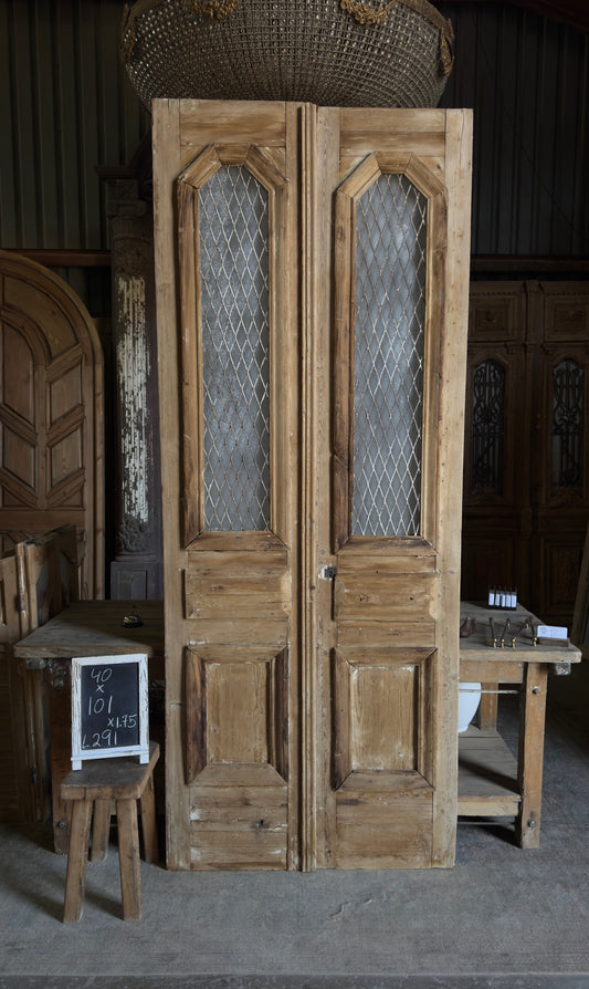 Classy Antique Iron French Doors - 40x101 - L291