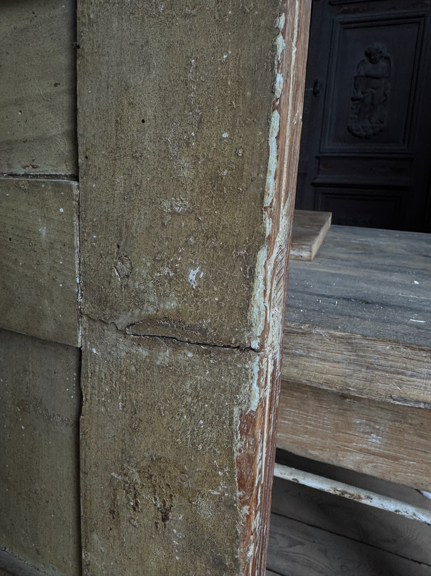 Spanish Coffered Panel Antique Single Door - 35.25x68.25 - L245