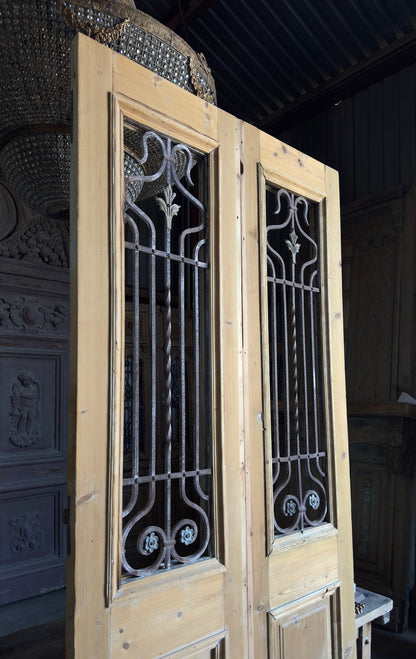Elegant Tall Iron Antique French Doors - 47x107.5 - L108
