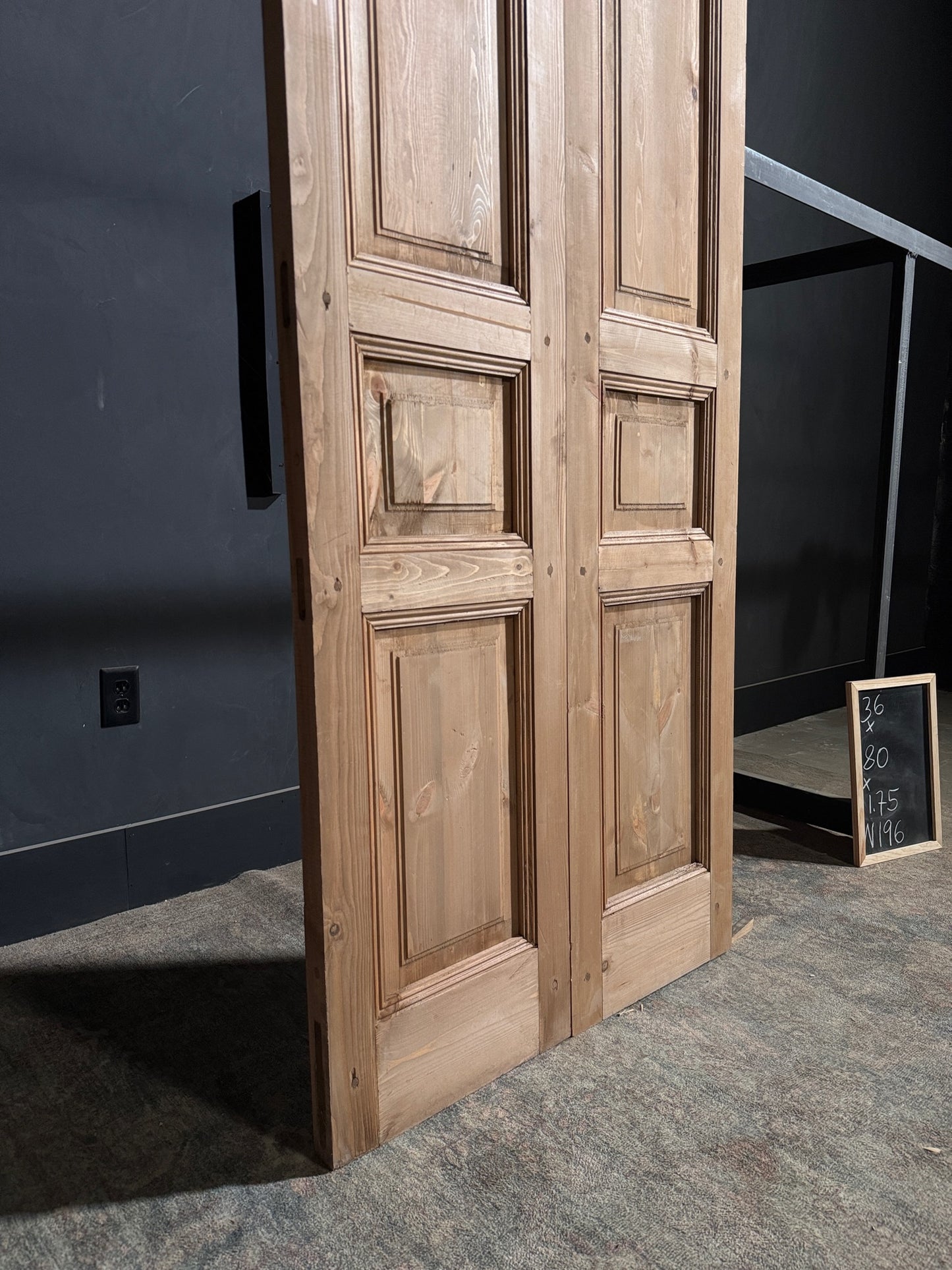 Handcrafted 3 Panel Solid French Doors - 36x80 - N196