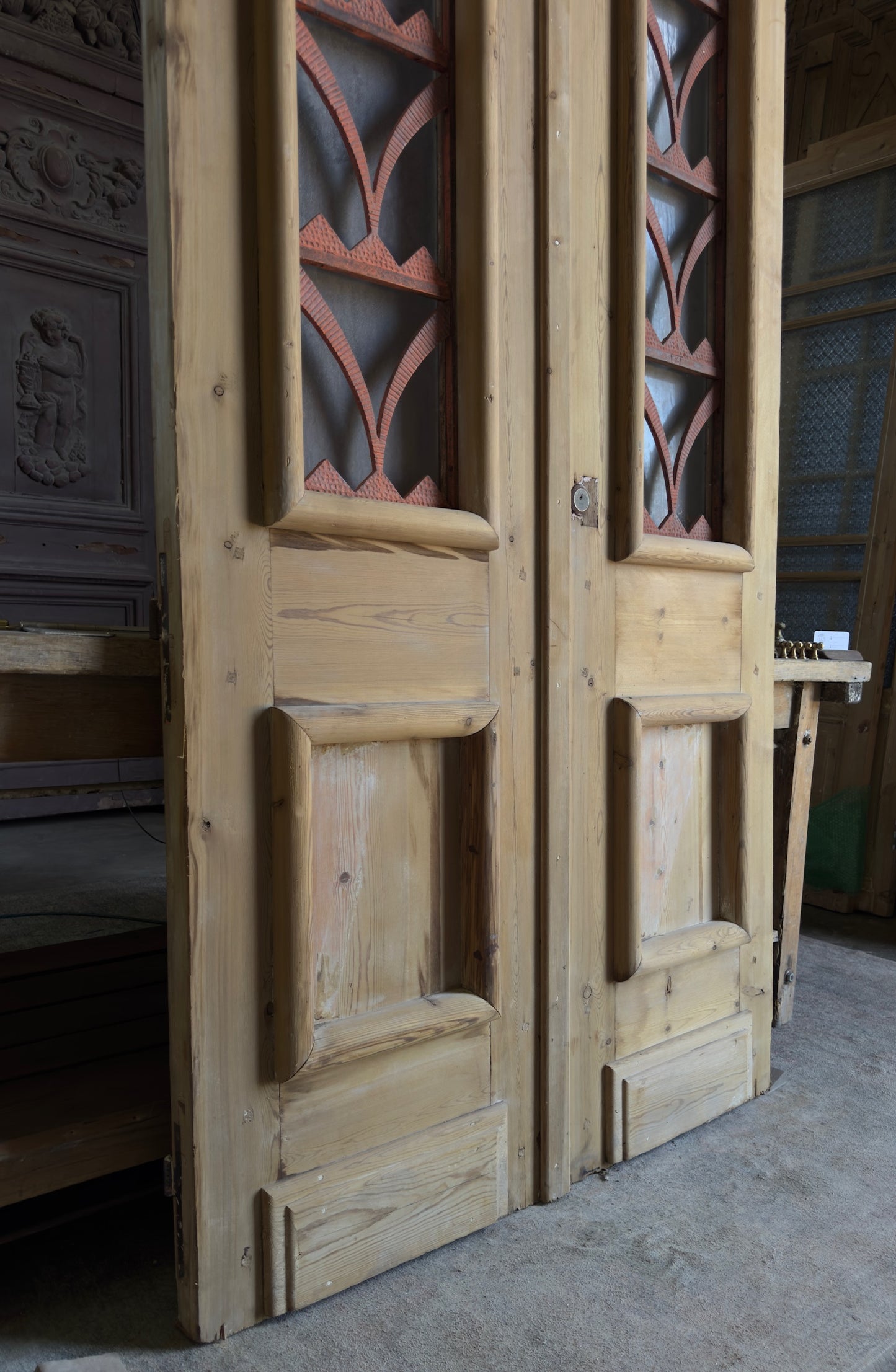Antique Iron 2 Panel Double Doors - 43.25x100 - L667