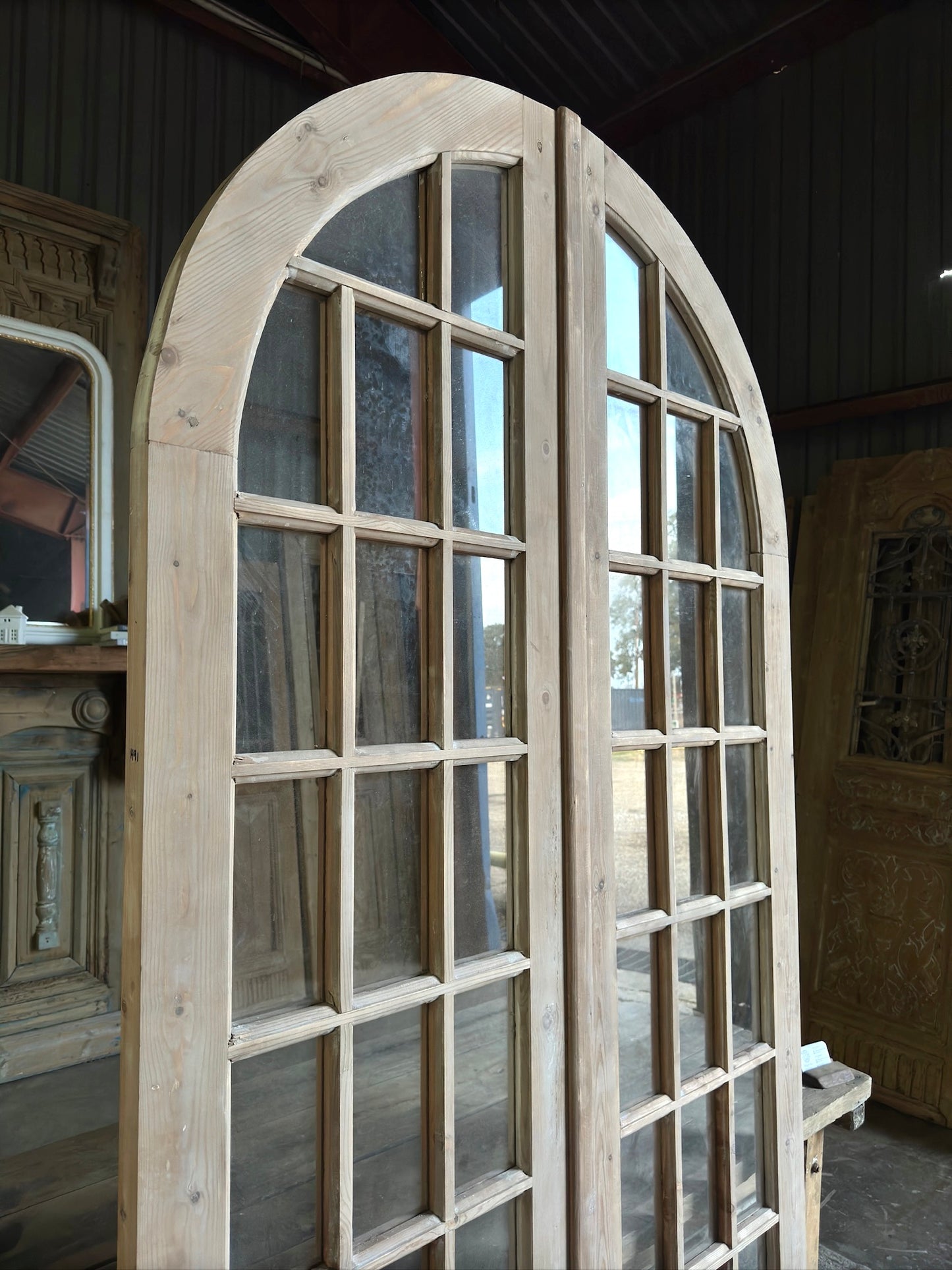 (The Ellenor) Handcrafted Arched Glass French Door - 47.5x95.5 H91
