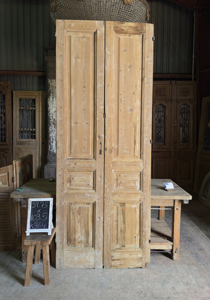 3 Panel Antique Solid French Doors - 39.75x103.5 K364