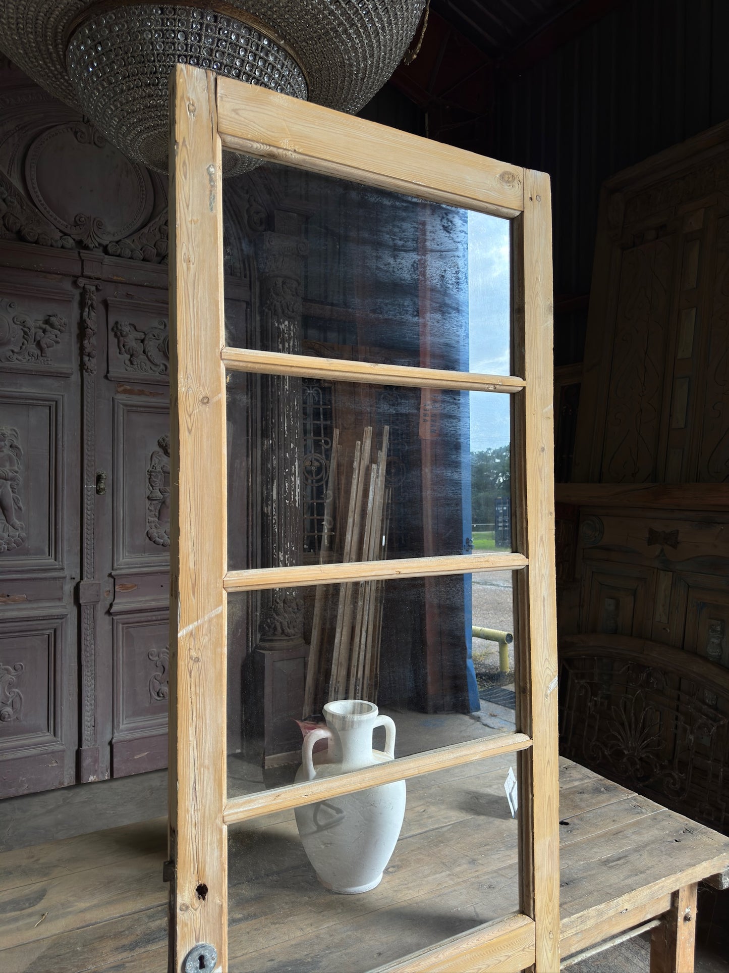 4 Lite Antique Glass Single Door - 28.5x88.5 K128