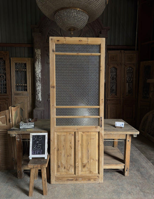 19th Century Antique Glass Single Door - 31.5x85