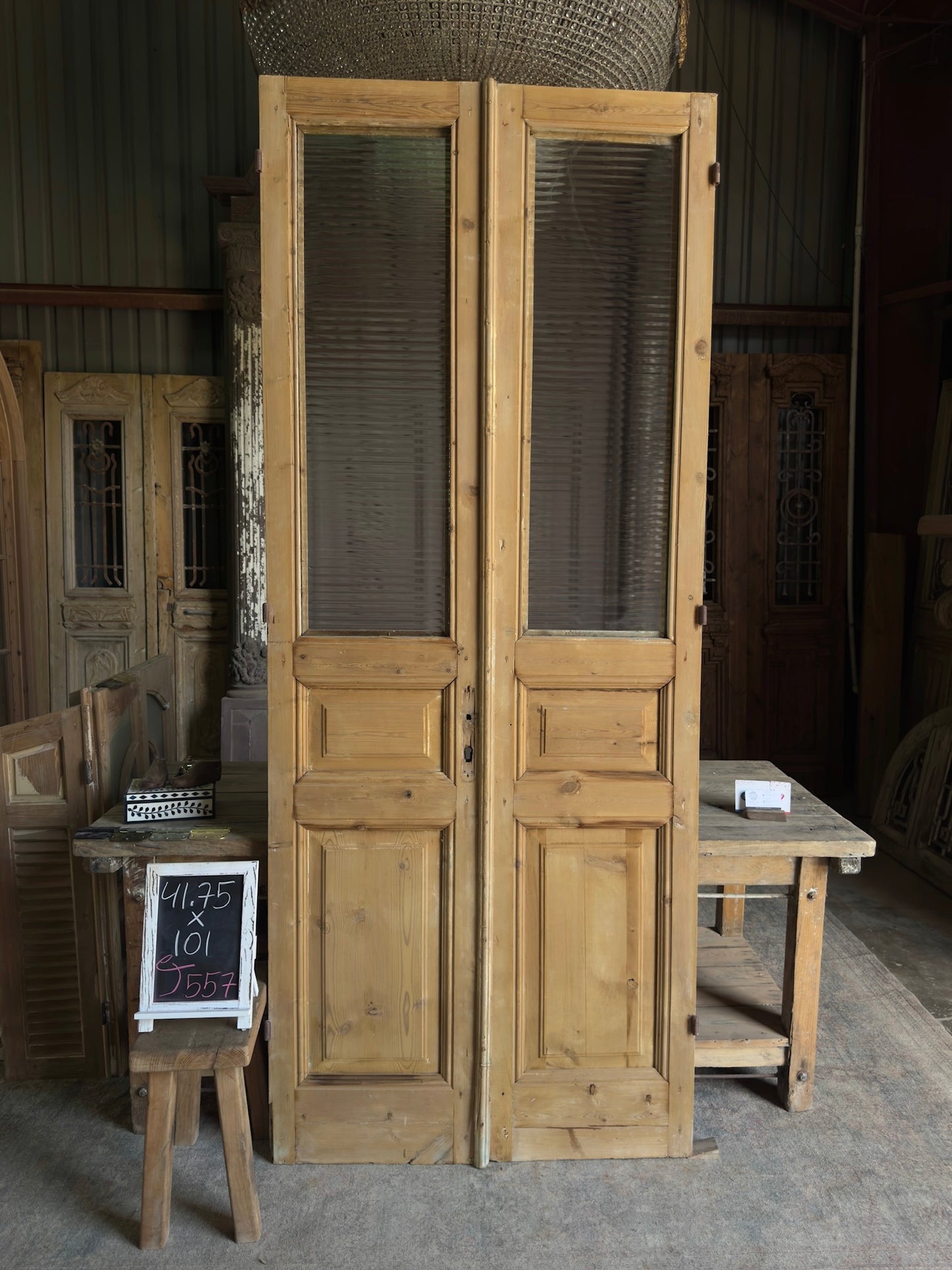 Glass Antique French Doors - 41.75x101 J557