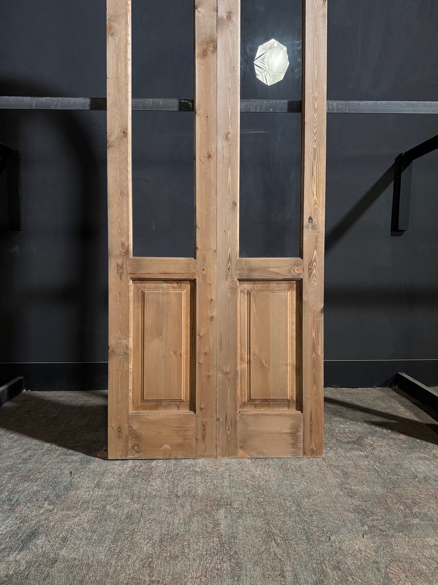 Handcrafted 2 Panel Arched Glass Double Doors - 36x96 - N207