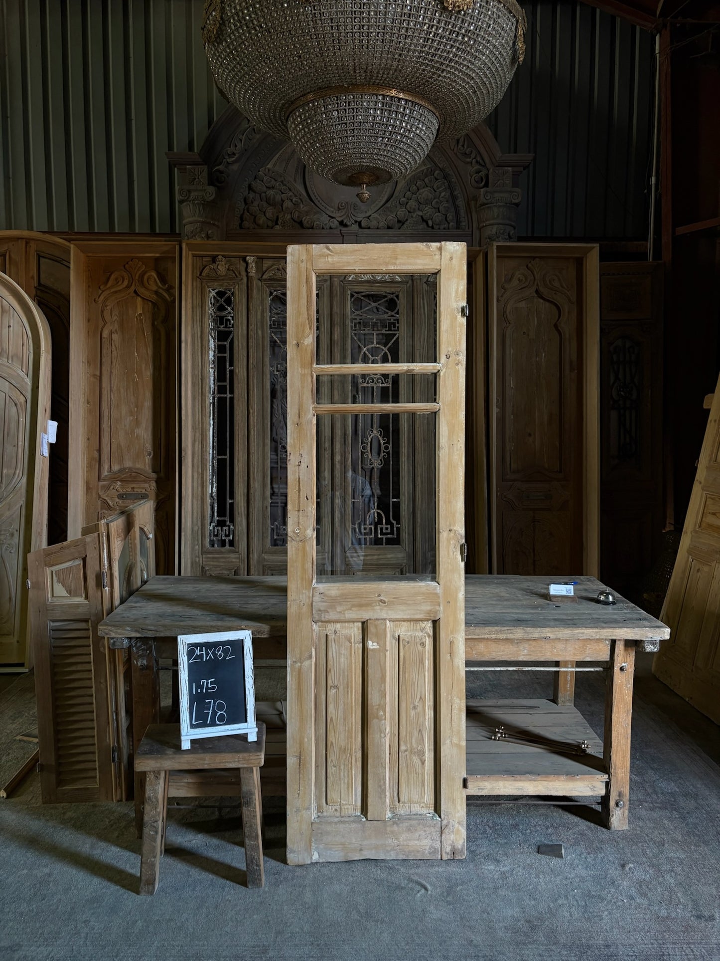 19th Century Antique Glass Door - 24x82 - L78