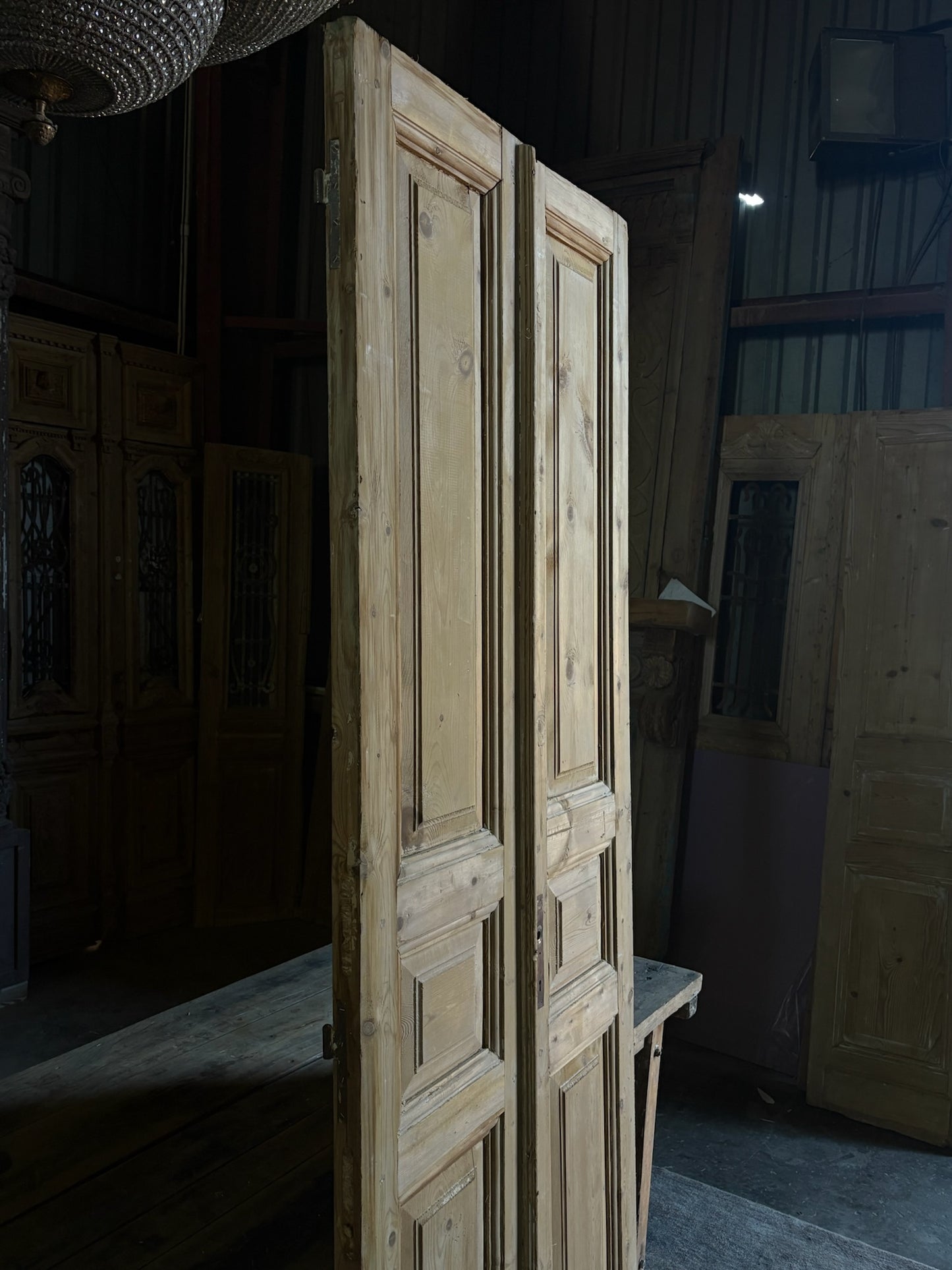 3 Panel Antique Solid French Doors - 35.25x93.75 - L103