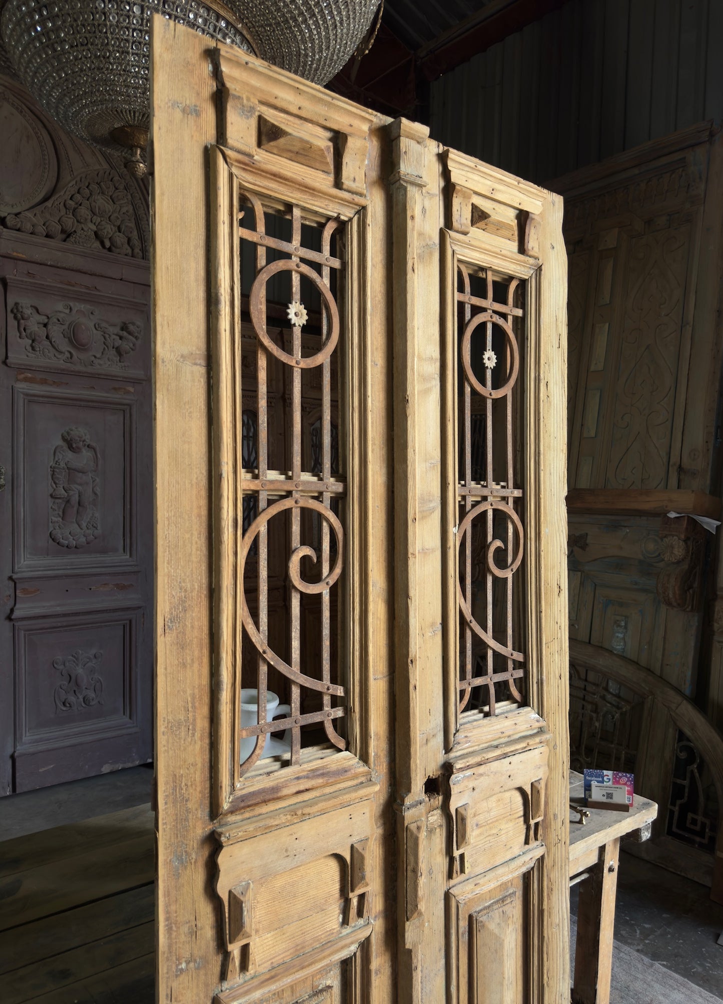 19th Century Antique Iron French Doors - 37.5x90.5 K280