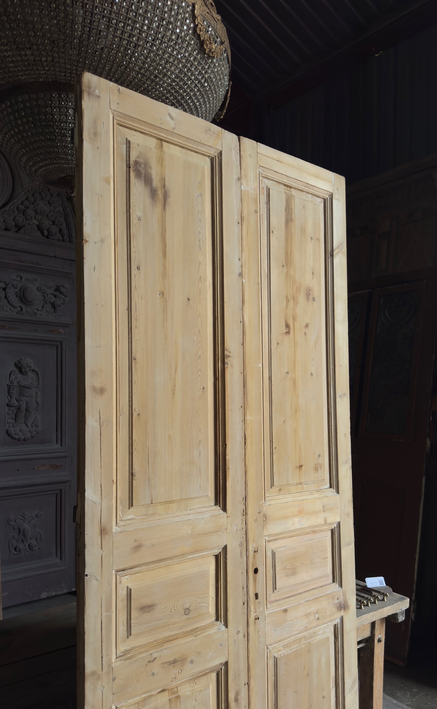 3 Panel Antique Solid French Doors - 43x98.5 - L370