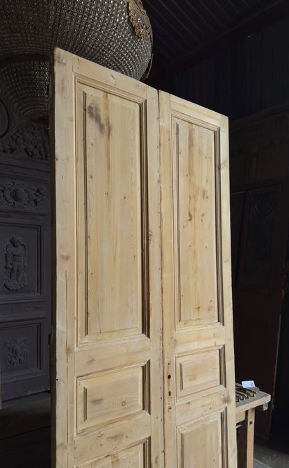 3 Panel Antique Solid French Doors - 43x98.5 - L370