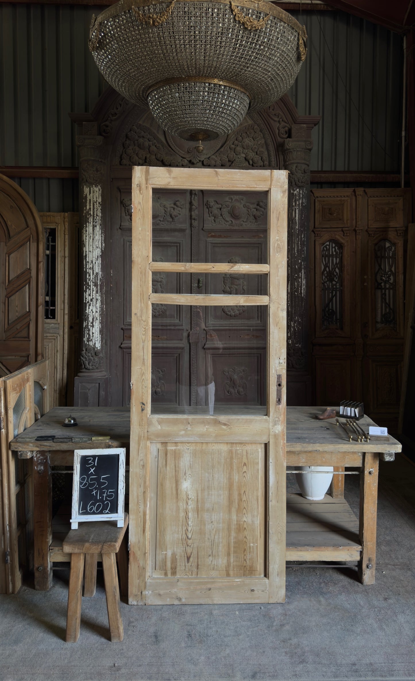 Antique Glass 3 Lite Single Door - 31x85.5 - L602