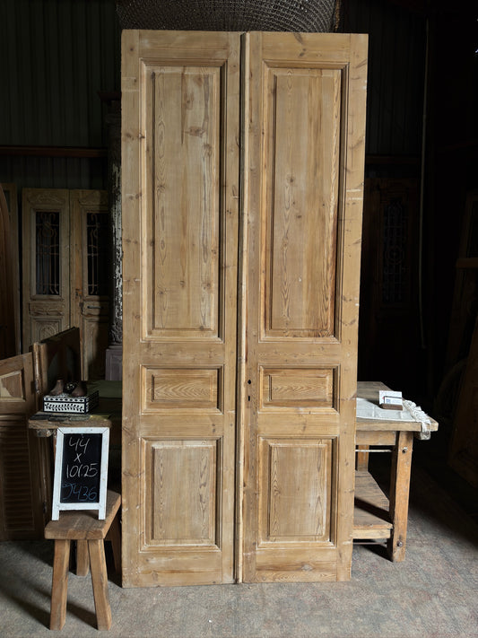 3 Panel Antique Solid French Doors - 44x101.25 J436