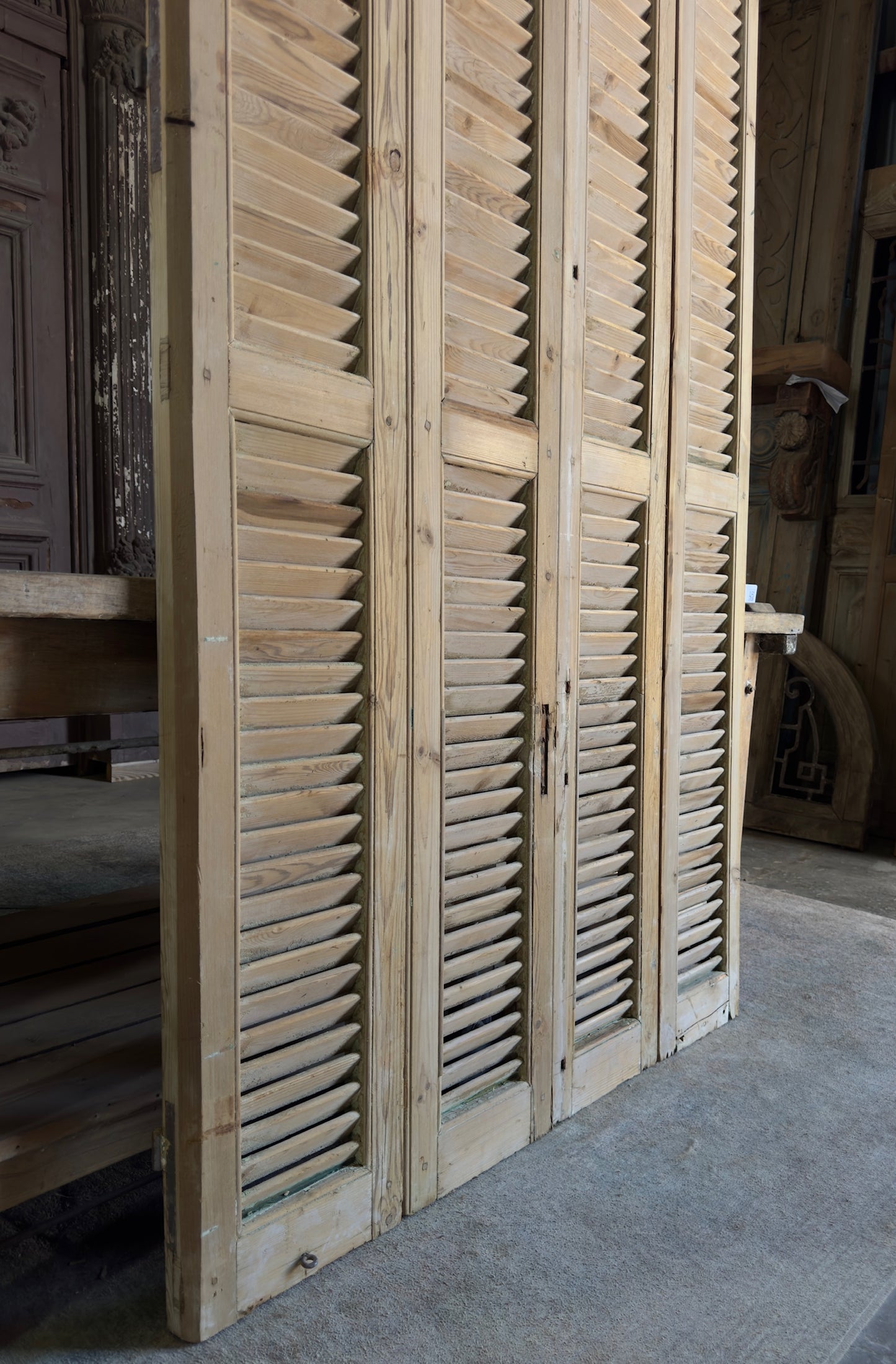 European French Antique Louvered Shutters - 48.25x99 K449