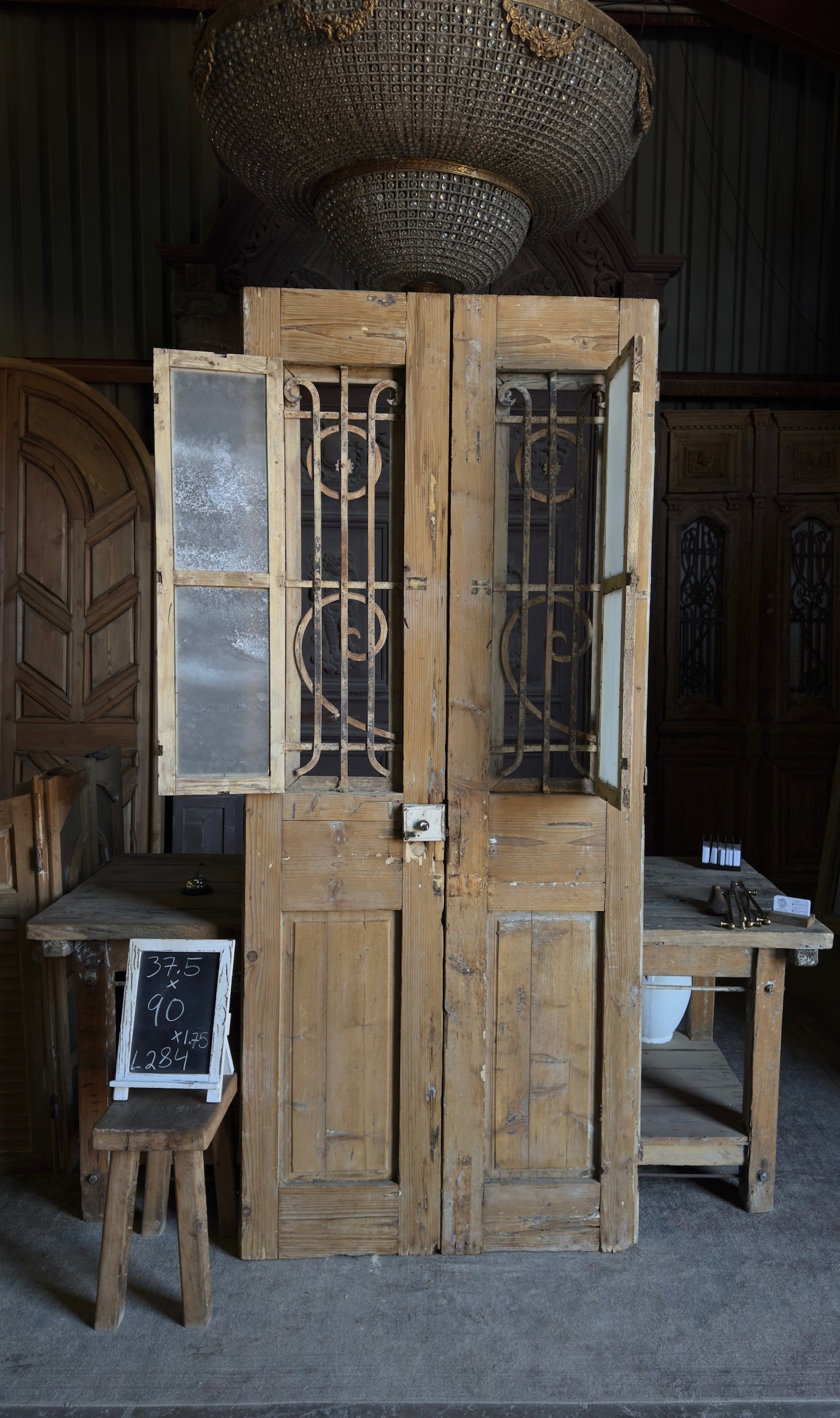 19th Century Antique Iron French Doors - 37.5x90 - L284