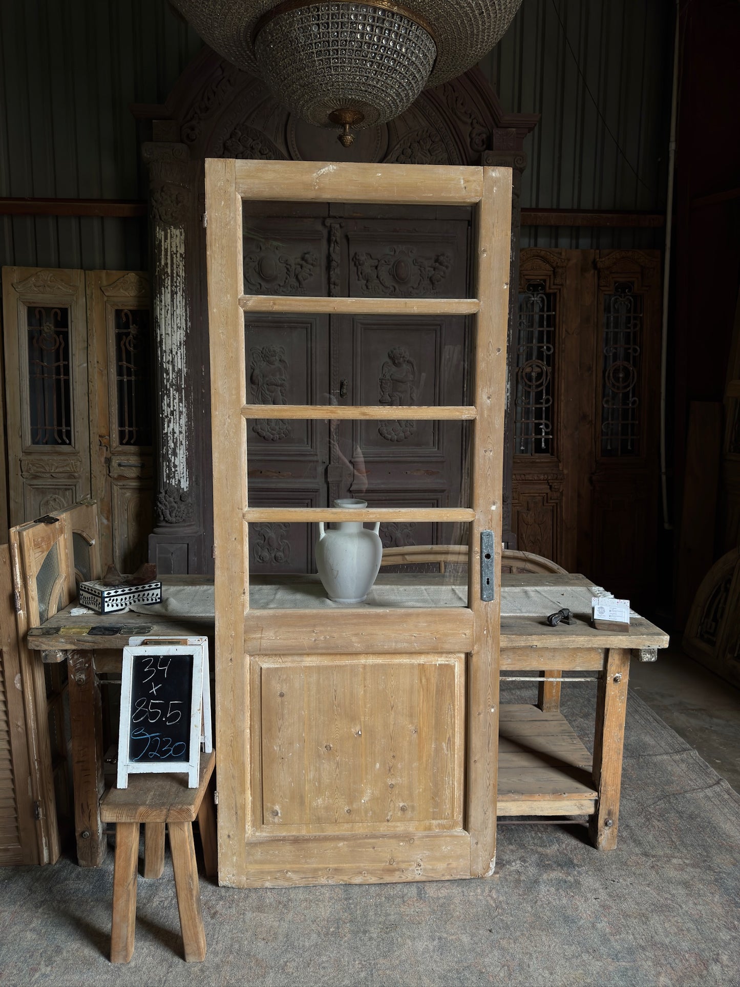 4 Lite Antique Glass Single Door - 34x85.5 J230